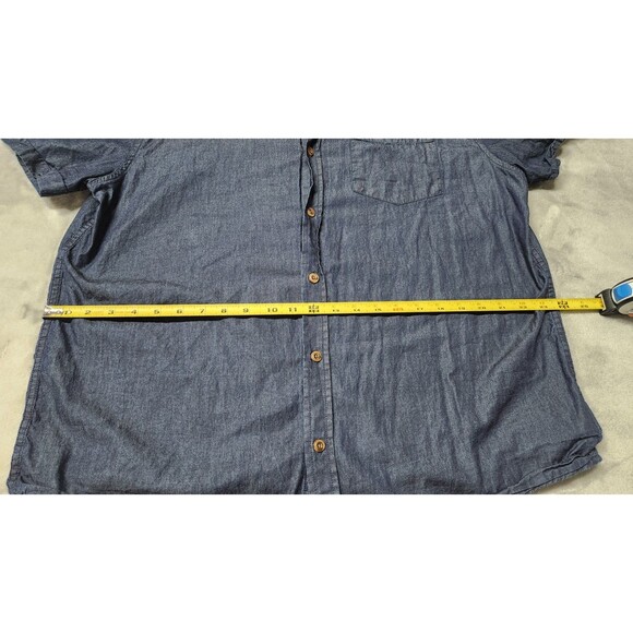 prAna Mens XL Short Sleeve Navy Blue 100% Organic Cotton Button Up Shirt - Picture 10 of 10